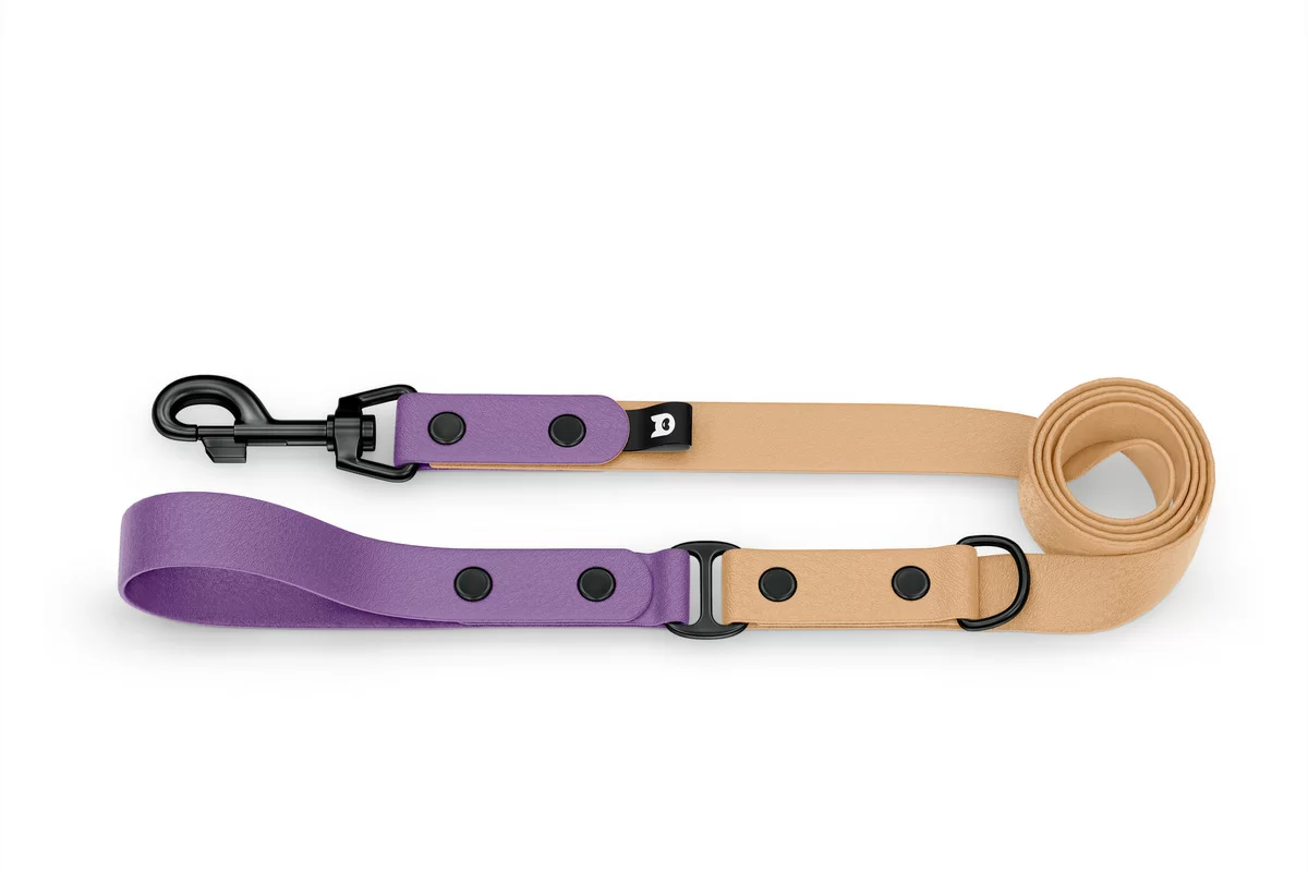 Dog Leash Duo: Purpur & Light brown with Black components