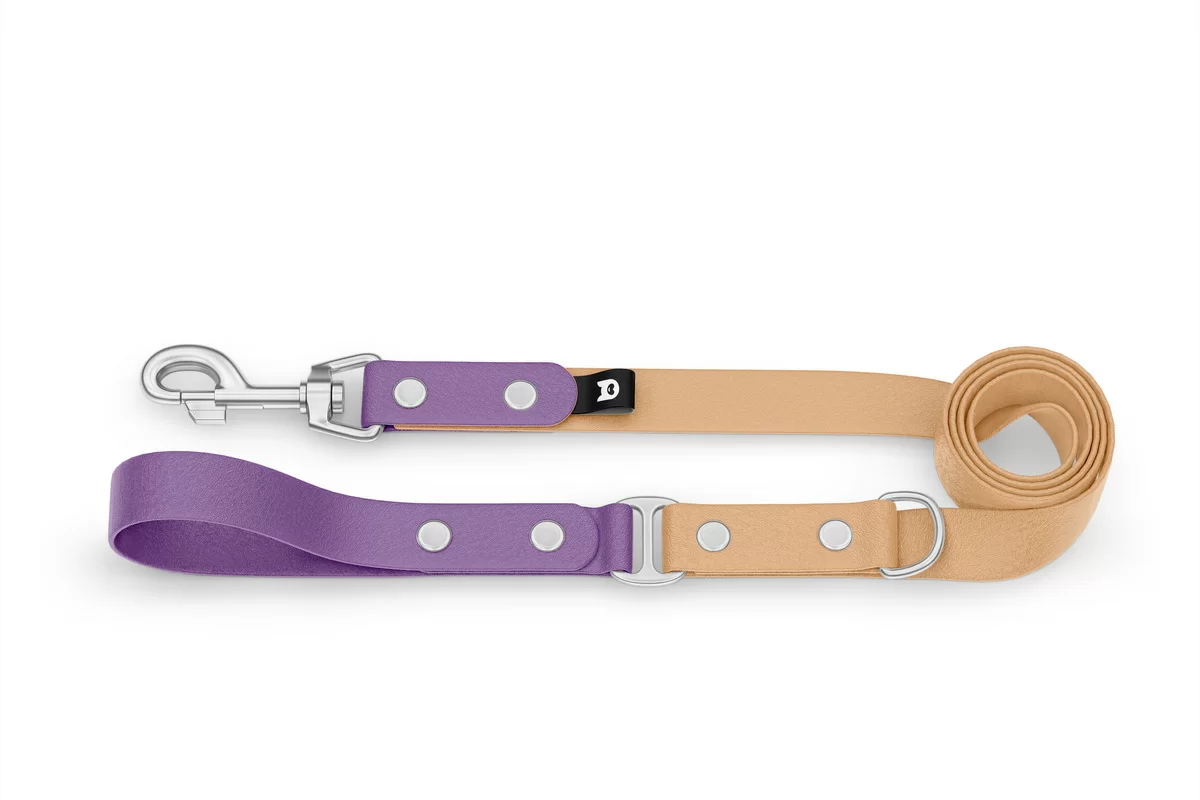 Dog Leash Duo: Purpur & Light brown with Silver components