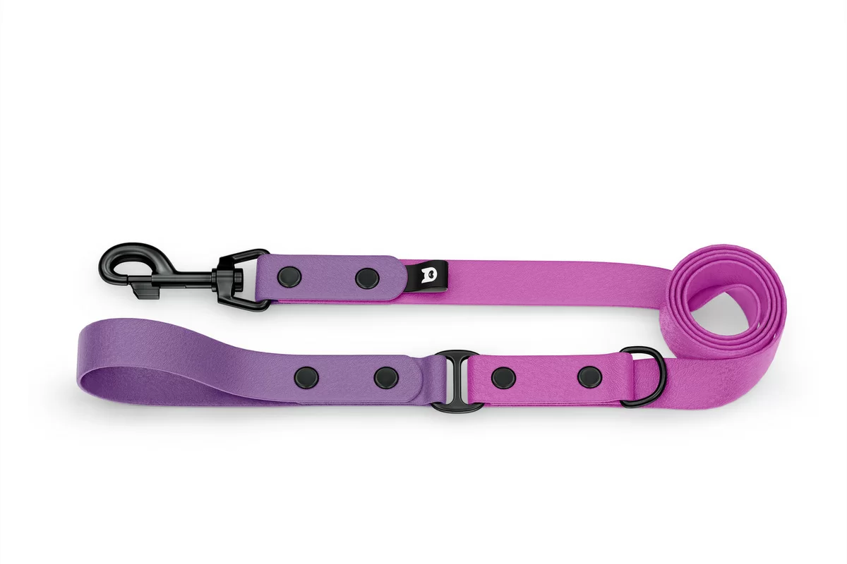 Dog Leash Duo: Purpur & Light purple with Black components