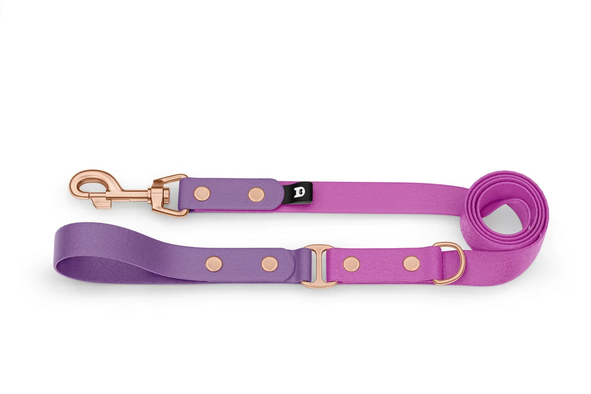 Dog Leash Duo: Purpur & Light purple with Rosegold components