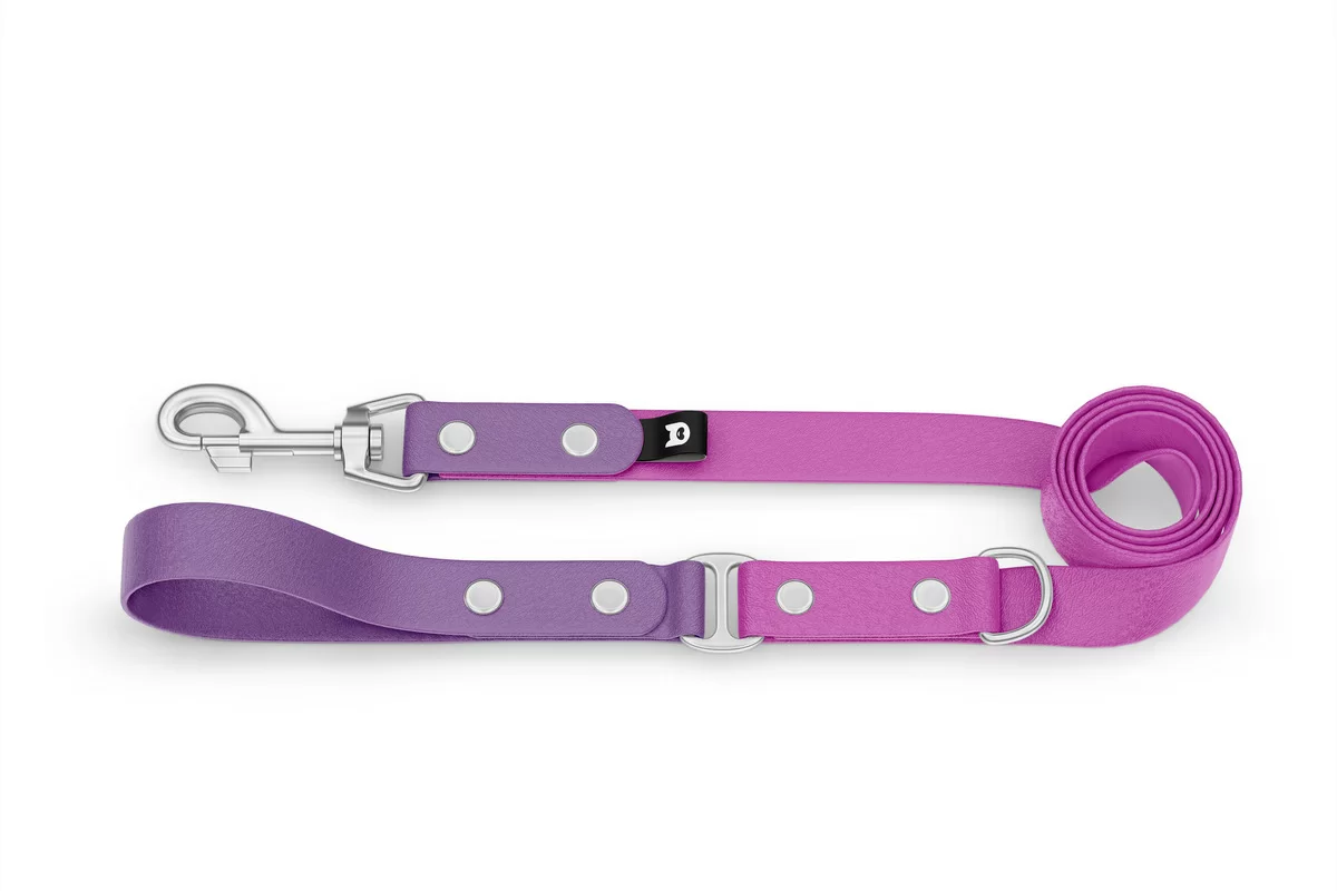 Dog Leash Duo: Purpur & Light purple with Silver components