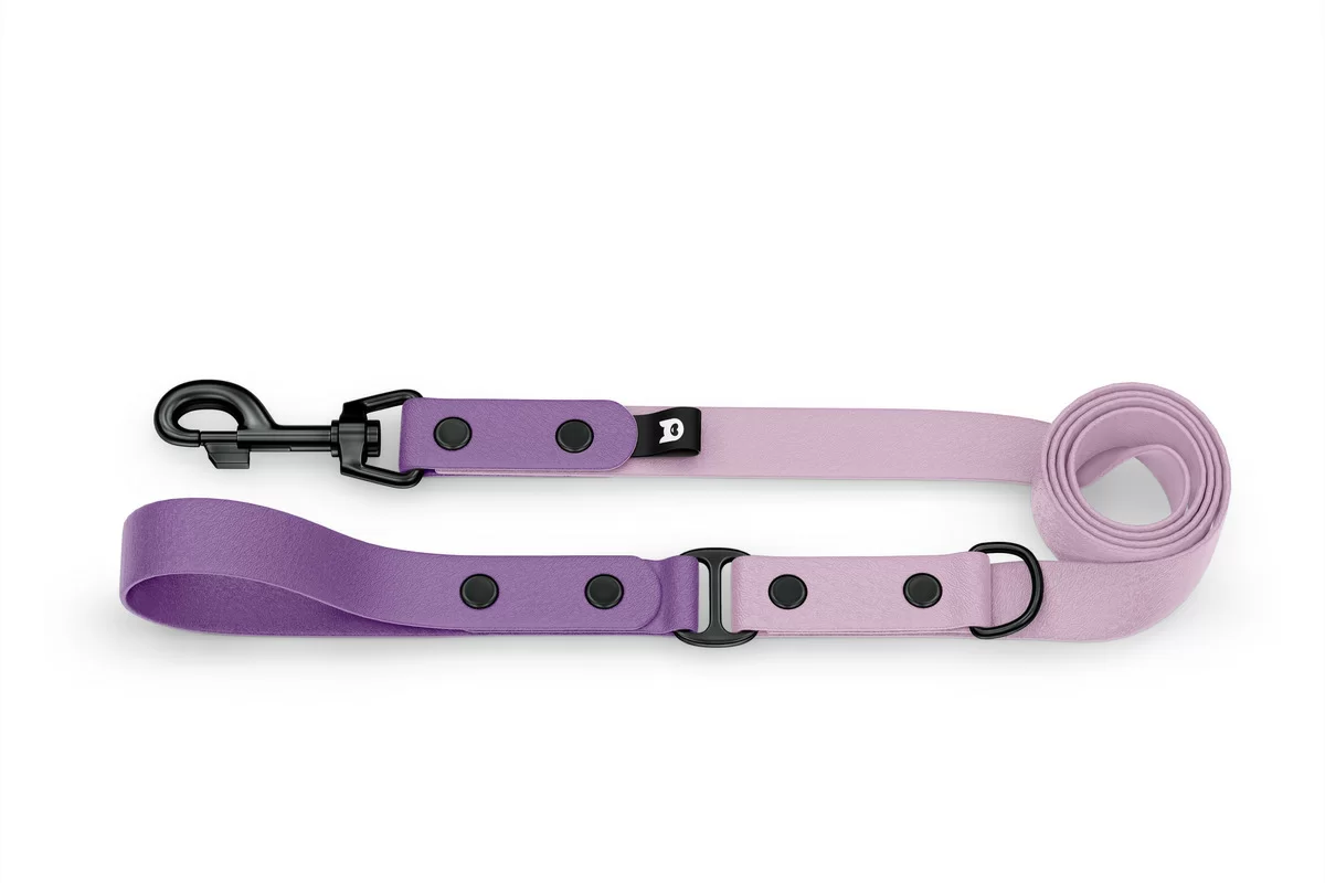 Dog Leash Duo: Purpur & Lilac with Black components