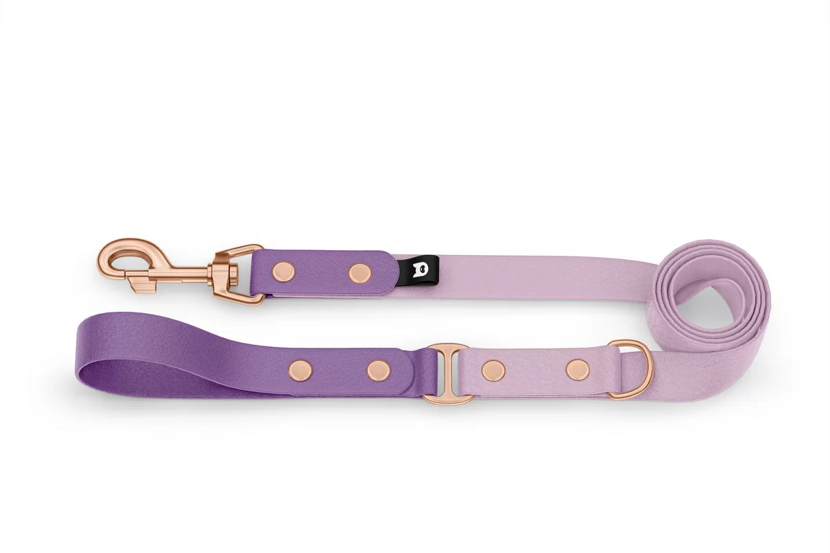 Dog Leash Duo: Purpur & Lilac with Rosegold components