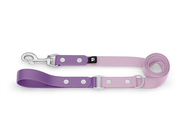 Dog Leash Duo: Purpur & Lilac with Silver components