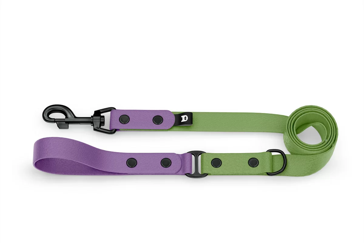 Dog Leash Duo: Purpur & Olive with Black components