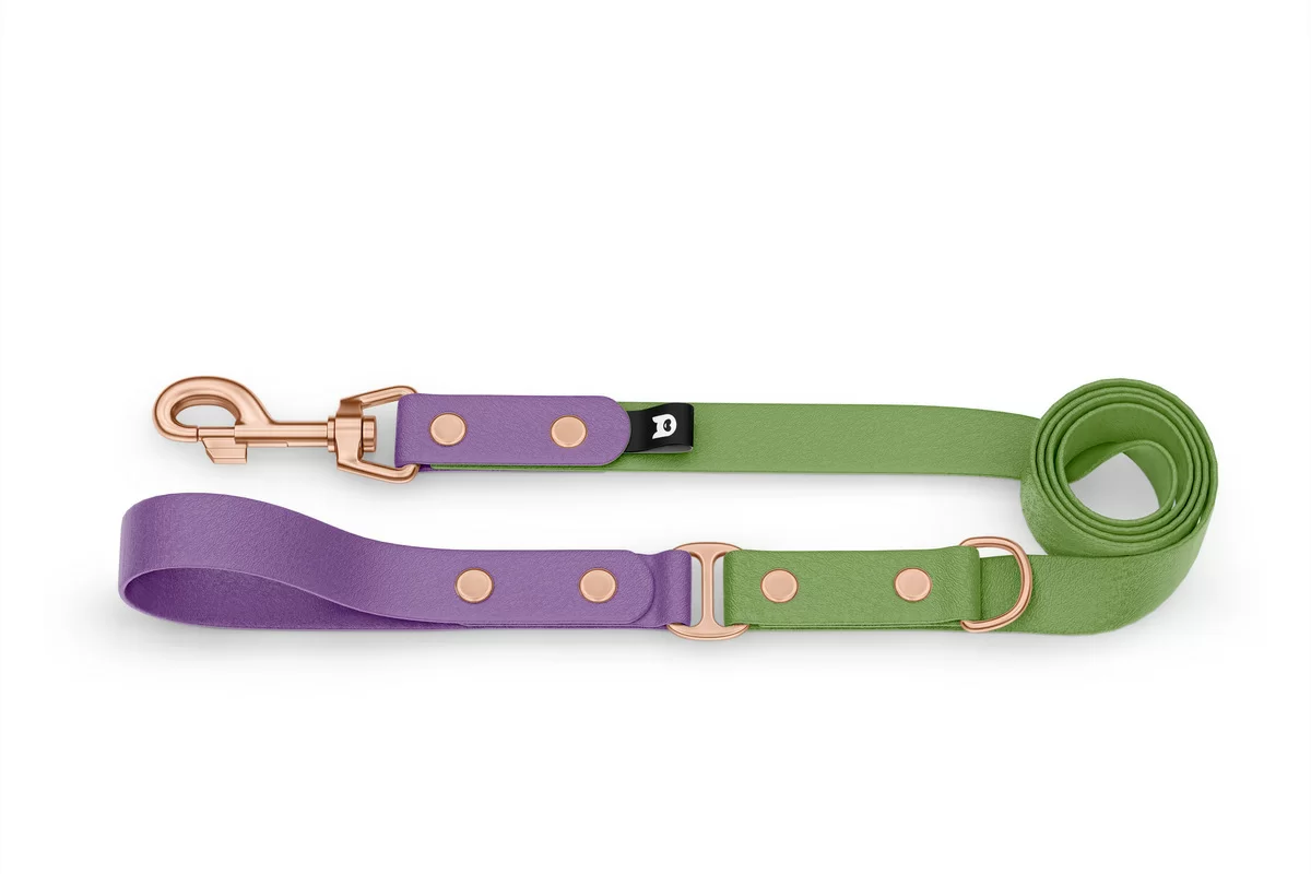 Dog Leash Duo: Purpur & Olive with Rosegold components