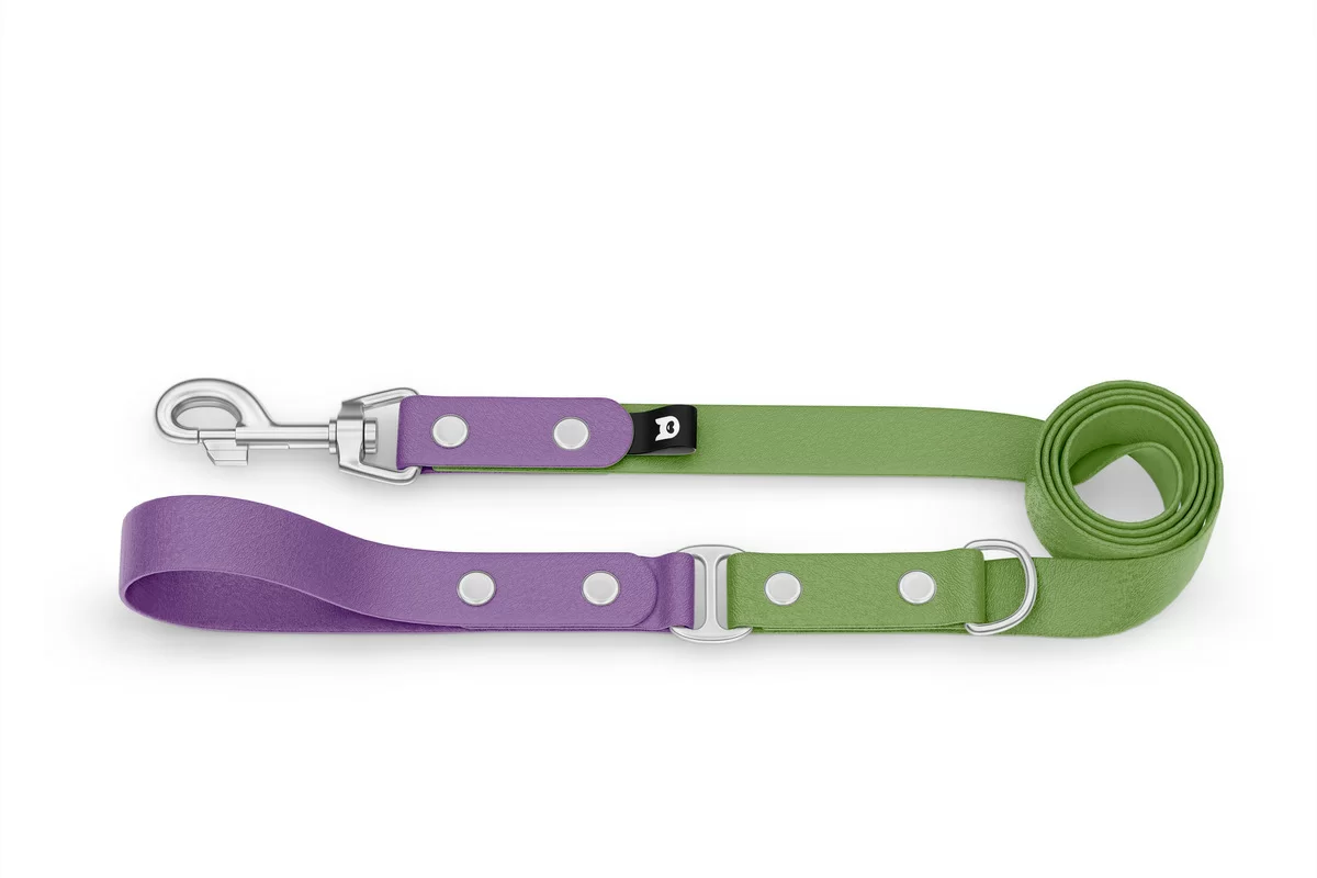 Dog Leash Duo: Purpur & Olive with Silver components