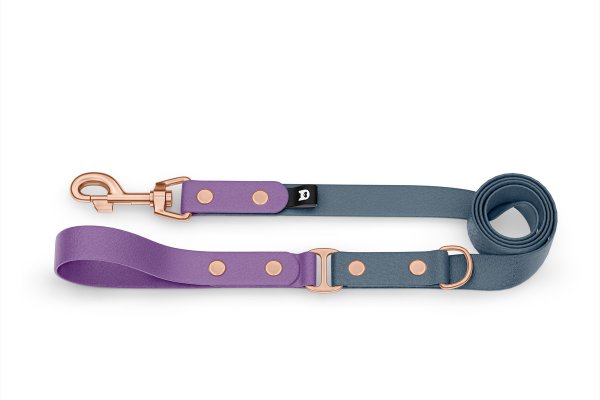 Dog Leash Duo: Purpur & Petrol with Rosegold components