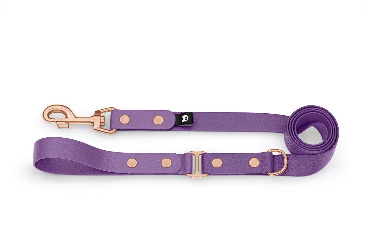 Dog Leash Duo: Purpur & Purpur with Rosegold components