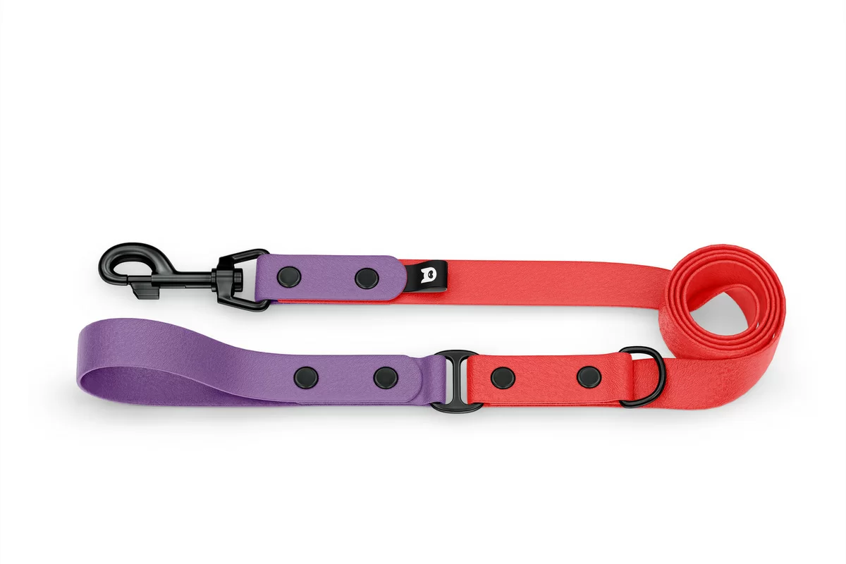 Dog Leash Duo: Purpur & Red with Black components