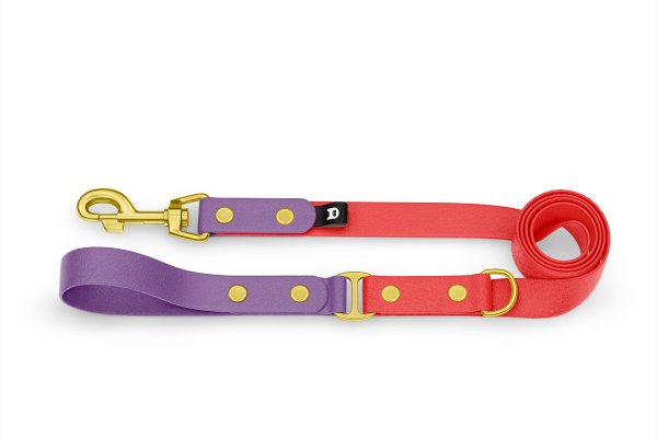 Dog Leash Duo: Purpur & Red with Gold components