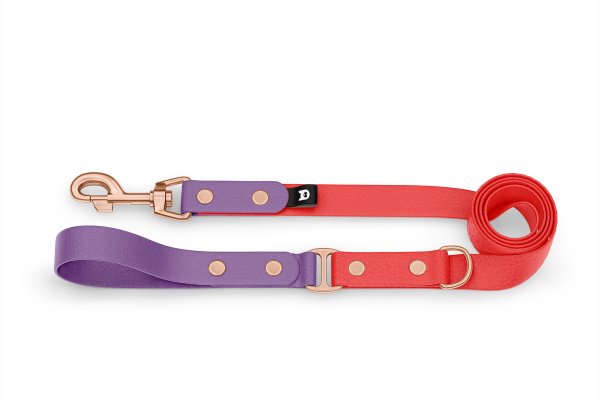 Dog Leash Duo: Purpur & Red with Rosegold components