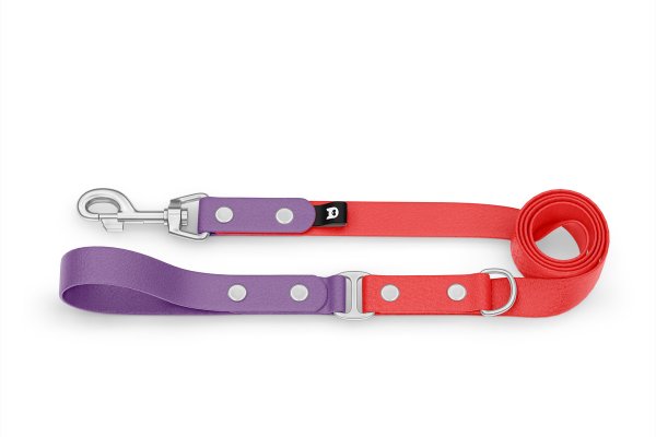 Dog Leash Duo: Purpur & Red with Silver components