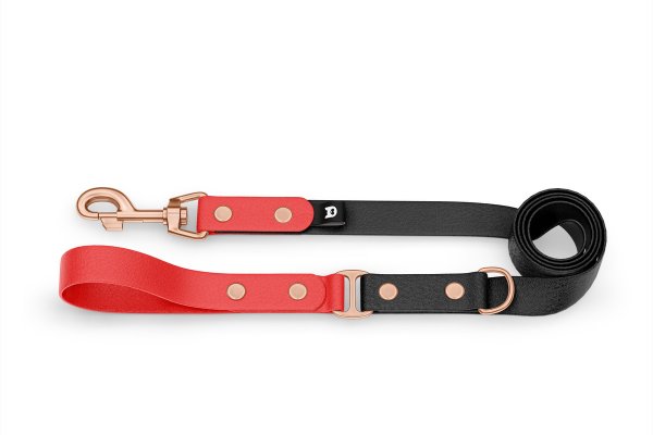 Dog Leash Duo: Red & Black with Rosegold components