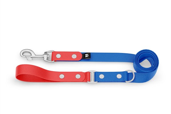 Dog Leash Duo: Red & Blue with Silver components