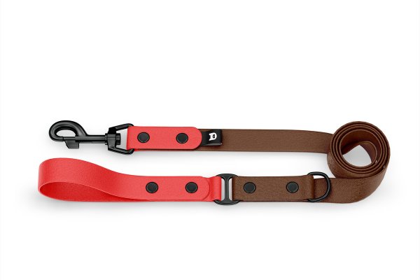 Dog Leash Duo: Red & Dark brown with Black components