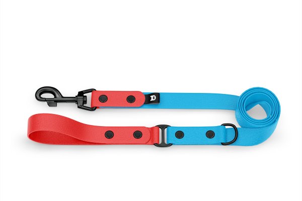 Dog Leash Duo: Red & Light blue with Black components