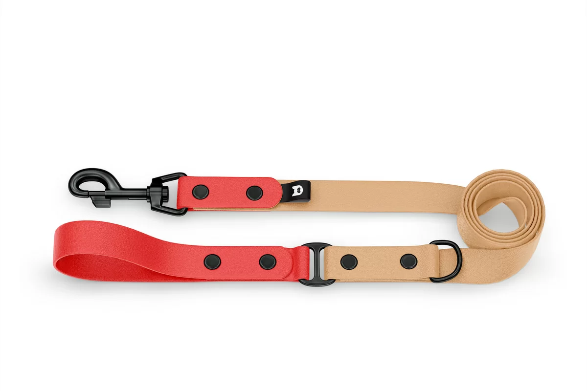 Dog Leash Duo: Red & Light brown with Black components