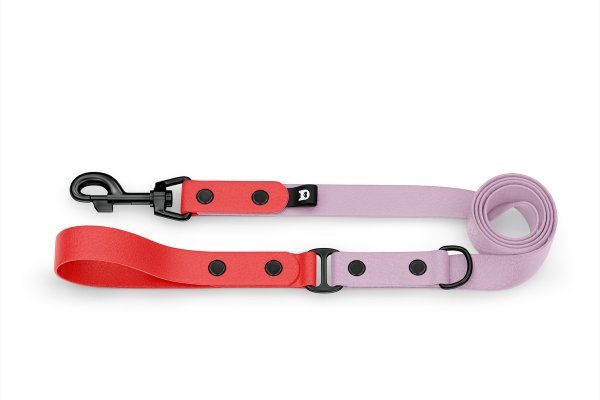 Dog Leash Duo: Red & Lilac with Black components