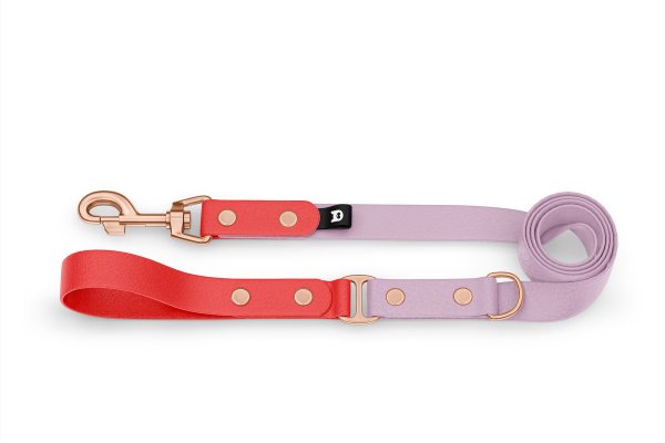 Dog Leash Duo: Red & Lilac with Rosegold components