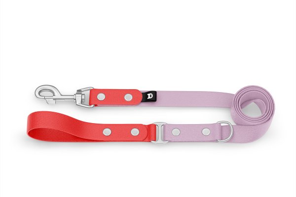 Dog Leash Duo: Red & Lilac with Silver components
