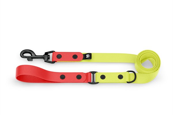 Dog Leash Duo: Red & Neon yellow with Black components