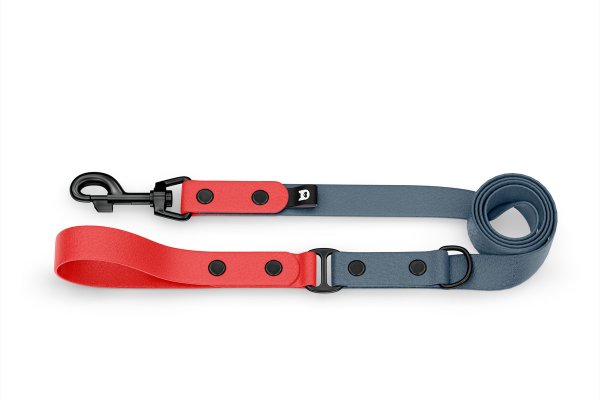 Dog Leash Duo: Red & Petrol with Black components