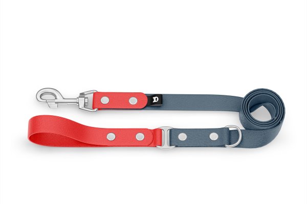 Dog Leash Duo: Red & Petrol with Silver components