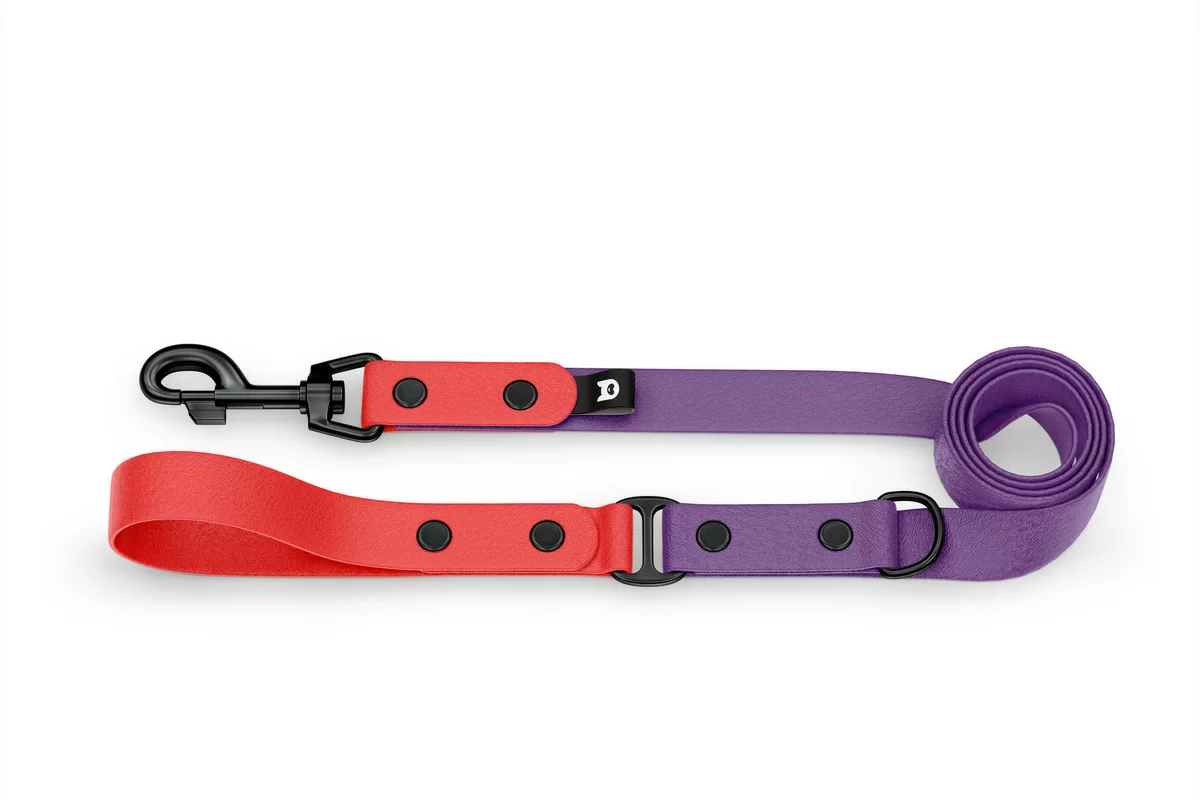 Dog Leash Duo: Red & Purpur with Black components