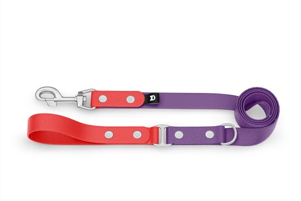 Dog Leash Duo: Red & Purpur with Silver components