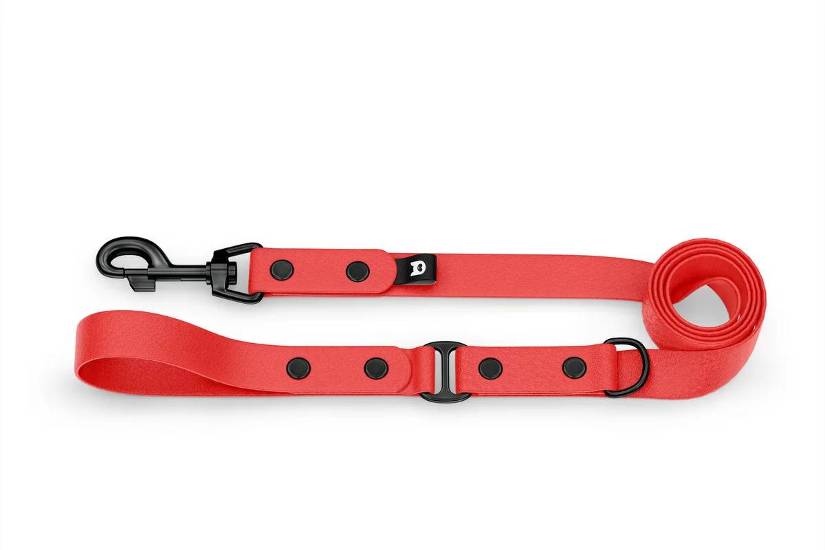 Dog Leash Duo: Red & Red with Black components