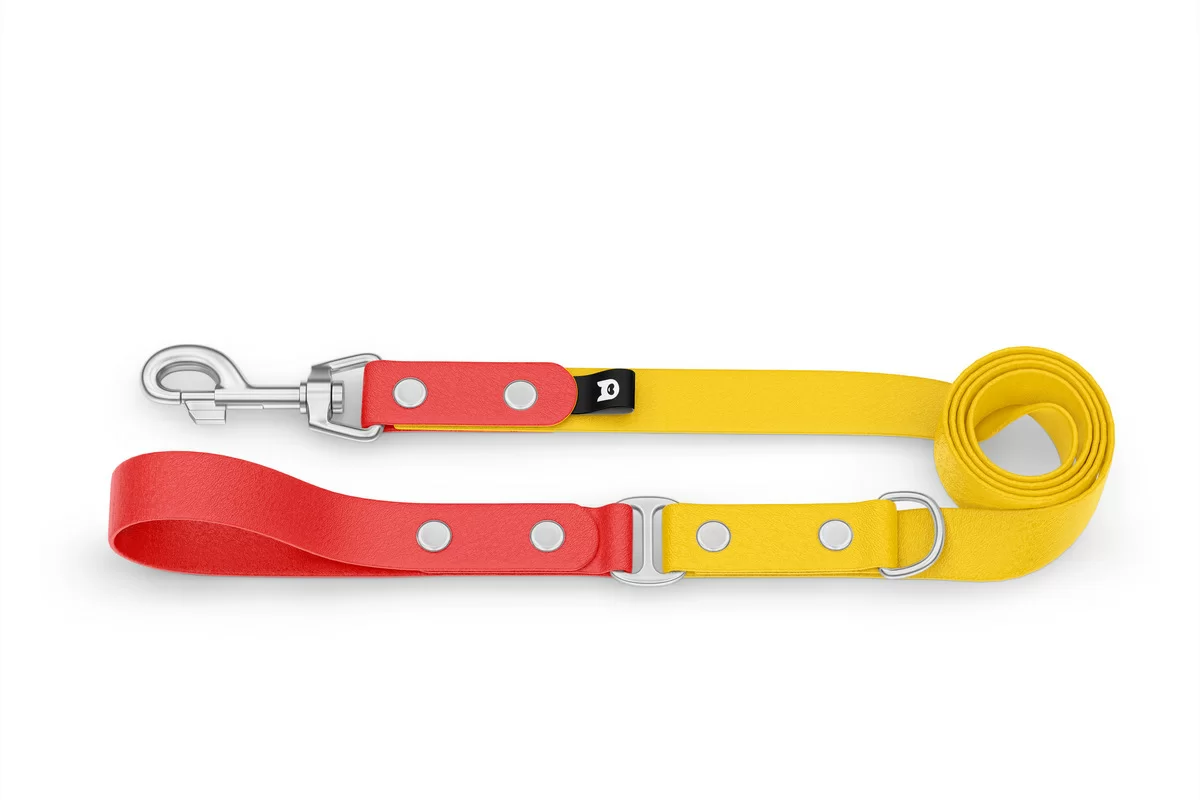 Dog Leash Duo: Red & Yellow with Silver components