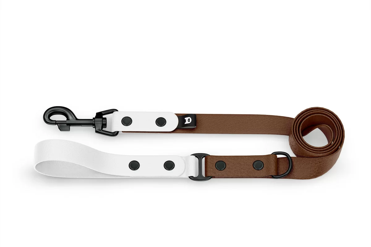 Dog Leash Duo: White & Dark brown with Black components