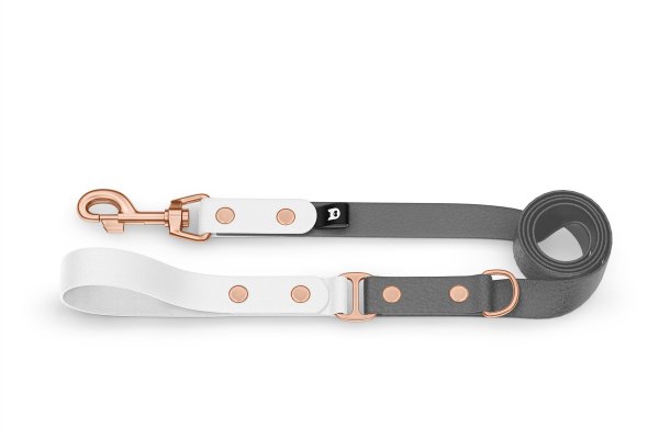Dog Leash Duo: White & Gray with Rosegold components