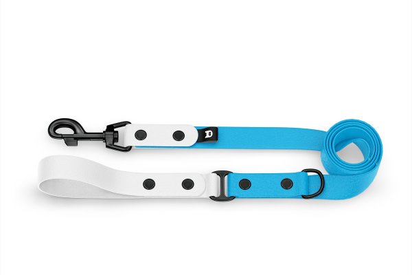 Dog Leash Duo: White & Light blue with Black components