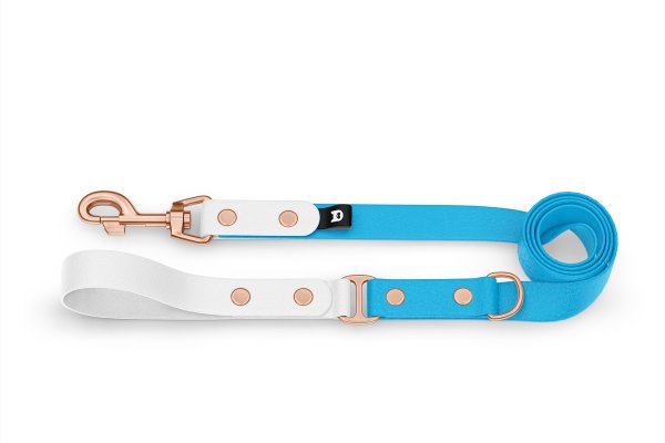 Dog Leash Duo: White & Light blue with Rosegold components