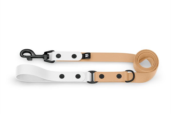 Dog Leash Duo: White & Light brown with Black components