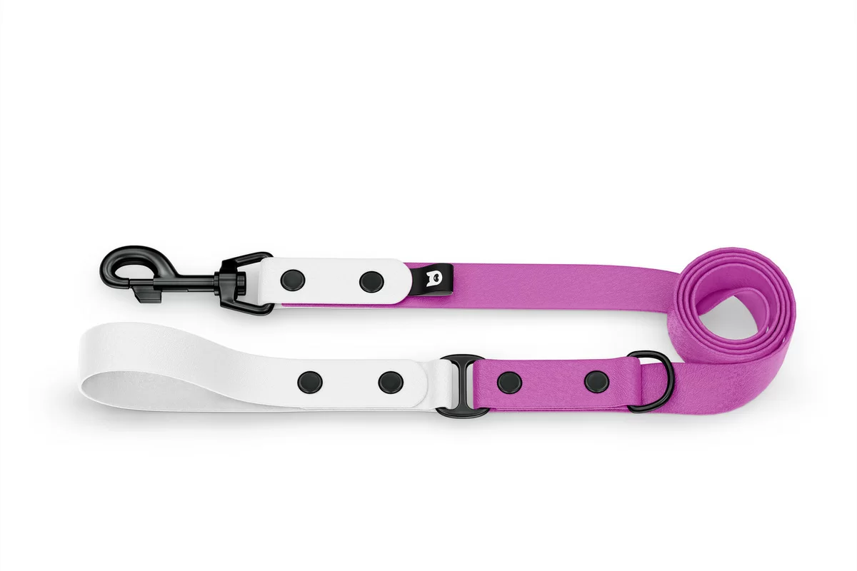 Dog Leash Duo: White & Light purple with Black components