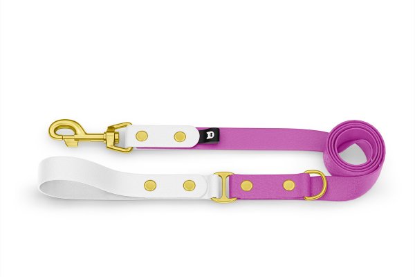 Dog Leash Duo: White & Light purple with Gold components