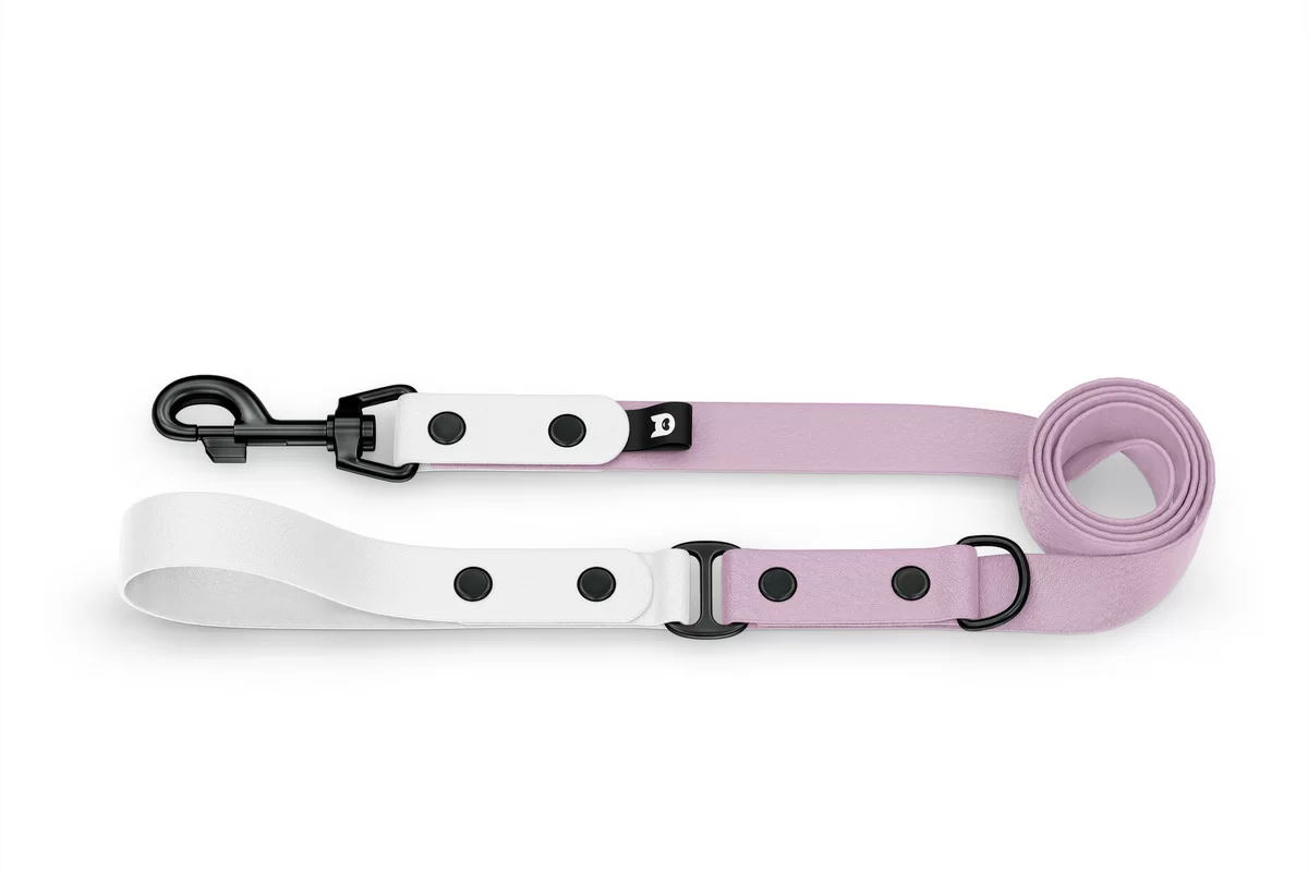 Dog Leash Duo: White & Lilac with Black components
