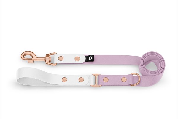 Dog Leash Duo: White & Lilac with Rosegold components