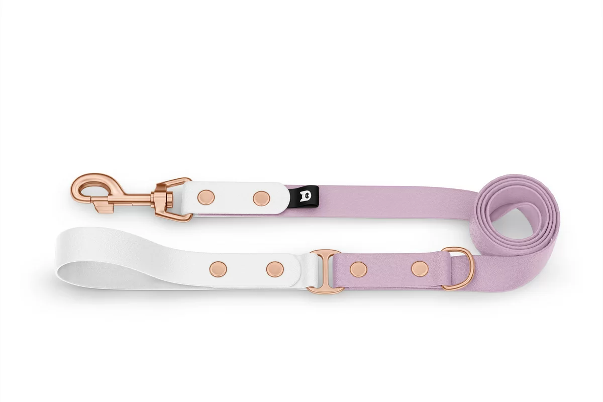 Dog Leash Duo: White & Lilac with Rosegold components