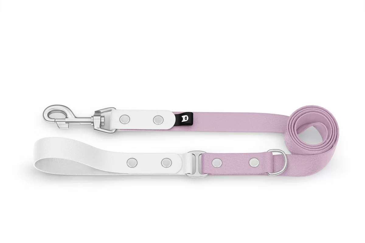 Dog Leash Duo: White & Lilac with Silver components