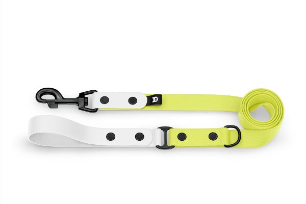 Dog Leash Duo: White & Neon yellow with Black components