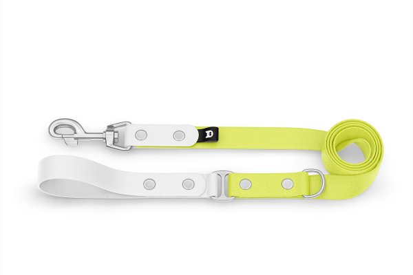 Dog Leash Duo: White & Neon yellow with Silver components