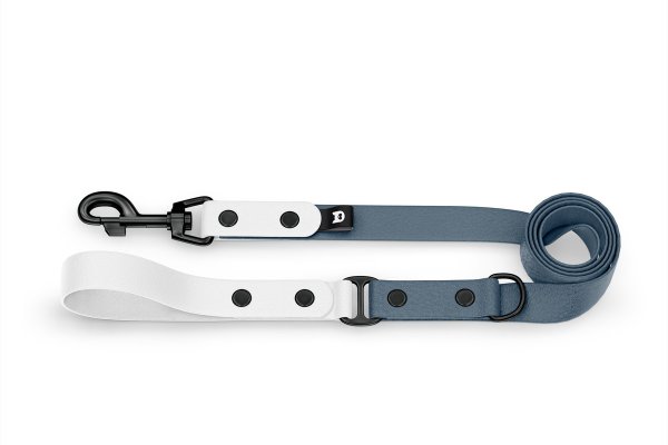 Dog Leash Duo: White & Petrol with Black components