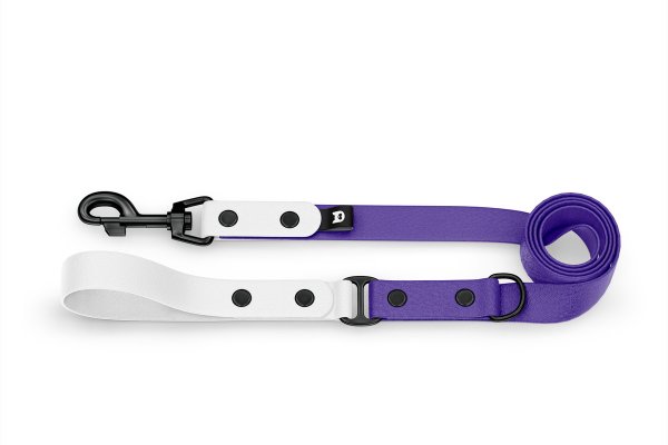 Dog Leash Duo: White & Purple with Black components
