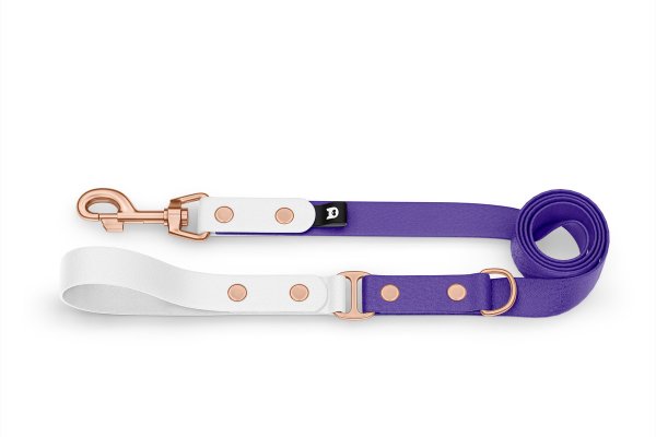Dog Leash Duo: White & Purple with Rosegold components