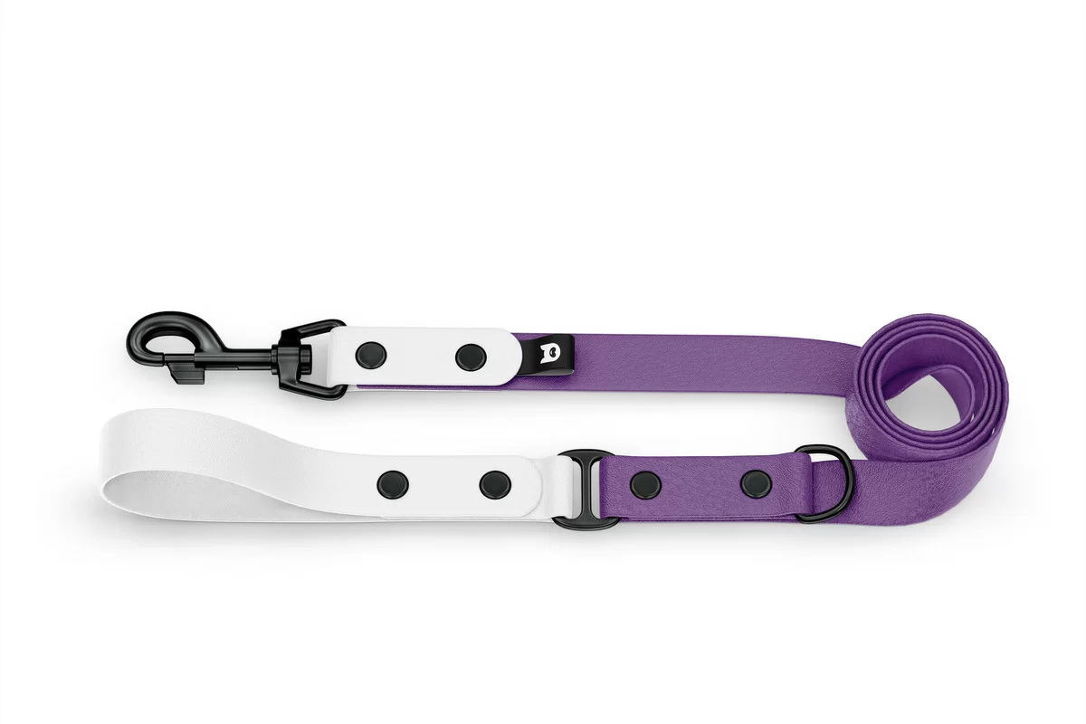 Dog Leash Duo: White & Purpur with Black components
