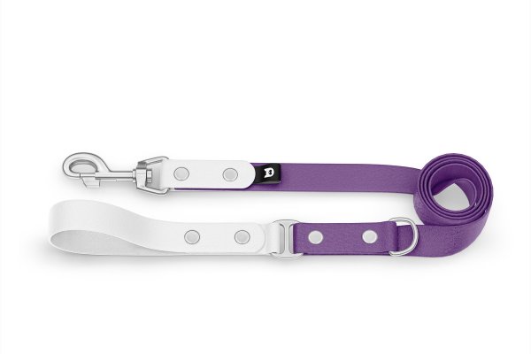 Dog Leash Duo: White & Purpur with Silver components
